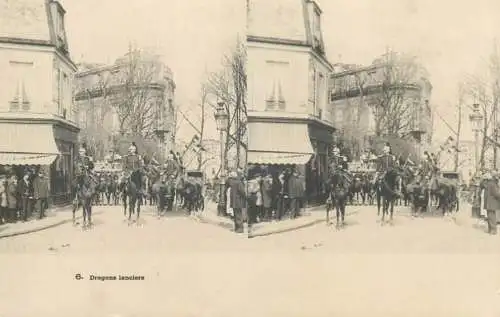 France cpa stereographique militaire  Dragons lanciers