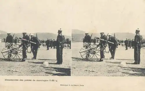 France cpa stereographique militaire artillerie de montagne manoeuvres