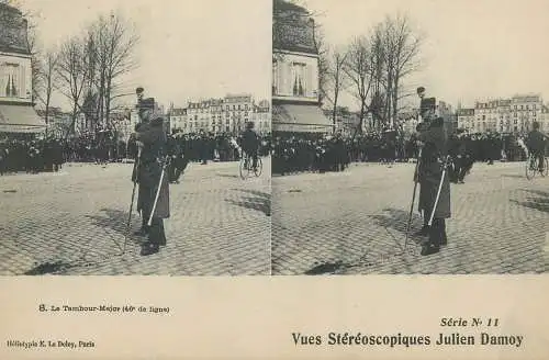 France cpa stereographique militaire le tambour major 46 de ligne