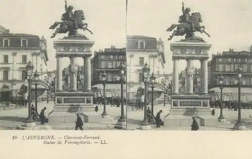 France cpa stereographique Auvergne Clermont Ferrand statue de Vercingetorix