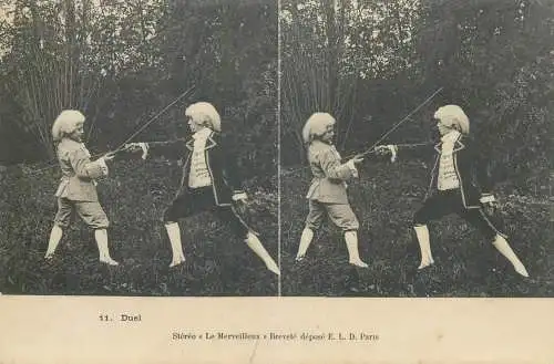 France carte postale stereo enfants costumes sword duel and wigs France