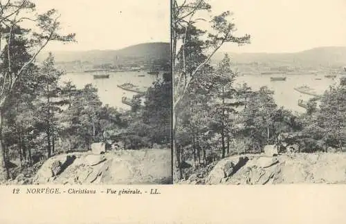 Stereographic image postcard Norway Christiania vue generale