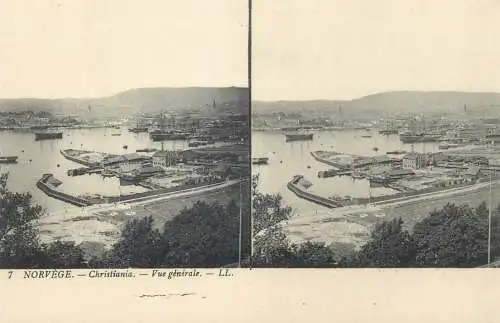 Stereographic image postcard Norway Christiania coast scene