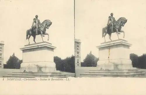 Stereographic image postcard Norway Christiania statue de Bernadette