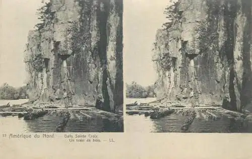 Stereographic image North America USA Dails Sainte Croix un train de bois