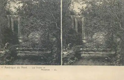 Stereographic image North America USA les chutes de Minnehaa