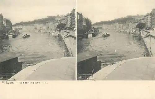 Vue stereoscopique France Lyon vue sur la Saone
