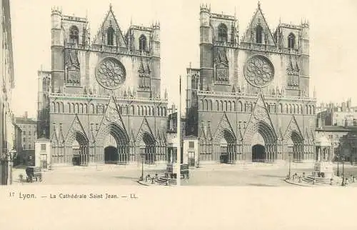 Vue stereoscopique France Lyon la cathedrale Saint Jean