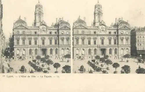 Vue stereoscopique France Lyon l'Hotel de Ville