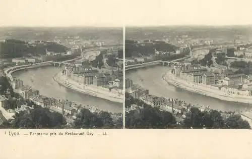 Vue stereoscopique France Lyon panorama pris du Restaurant Gay