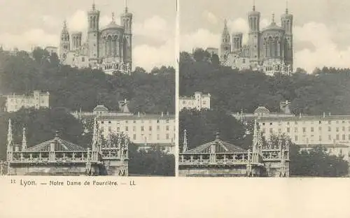 Vue stereoscopique France Lyon Notre Dame de Fourviere