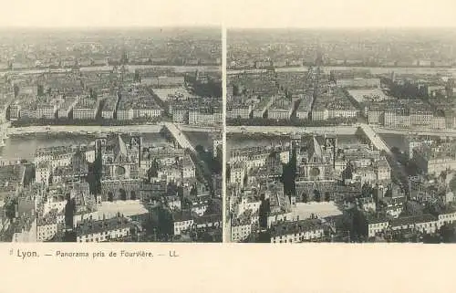 Vue stereoscopique France Lyon aerial panorama