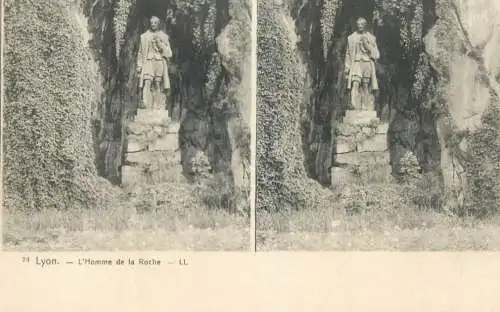 Vue stereoscopique France Lyon l'homme de la Roche