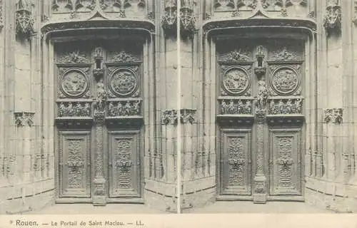 Vue stereoscopique France Rouen le portail de Sant Maclou