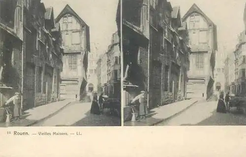 Vue stereoscopique France Rouen Vieilles Maisons