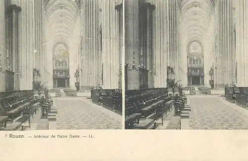 Vue stereoscopique France Rouen interieur de Notre Dame