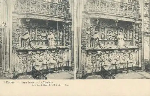 Vue stereoscopique France Rouen Notre Dame le tombeau des cardinaux d'Amboise