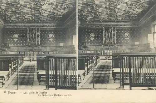 Vue stereoscopique France Rouen le Palais de Justice la Salle des Assises