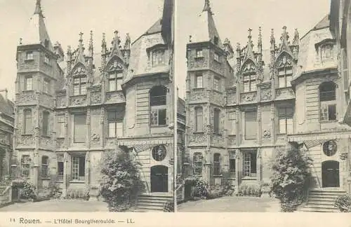 Vue stereoscopique France Rouen l'Hotel Bourgtheroulde