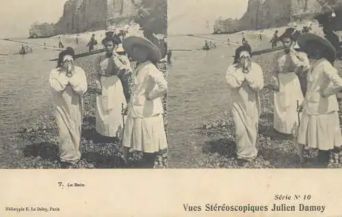 France cpa stereoscopique beach view elegance