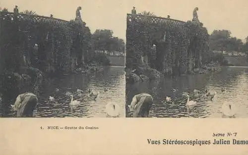 France cpa stereoscopique Nice grotte du casino