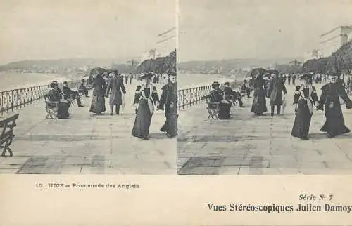 France cpa stereoscopique Nice promenade des Anglais