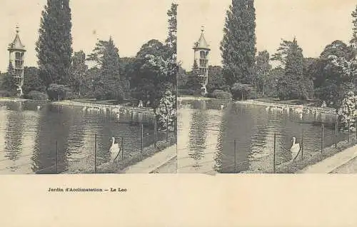 France cpa stereoscopique jardin d'Acclimatation le lac