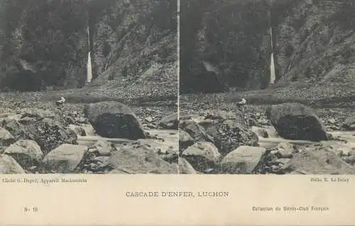 France cpa stereoscopique Cascade d'Enfer Luchon