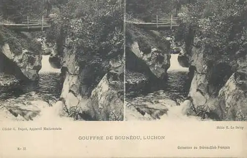 France cpa stereoscopique Gouffre de Bouneou Luchon