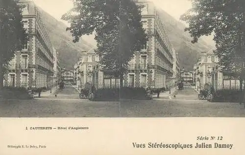 France cpa stereoscopique Cauterets hotel d'Angleterre