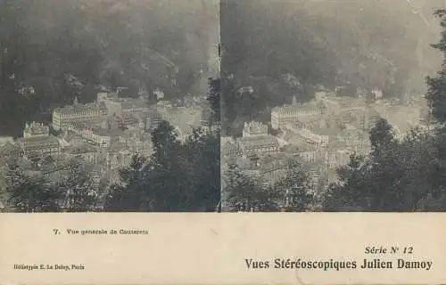 France cpa stereoscopique Cauterets panorama
