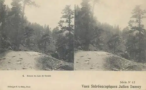 France cpa stereoscopique route du Lac de Gaube