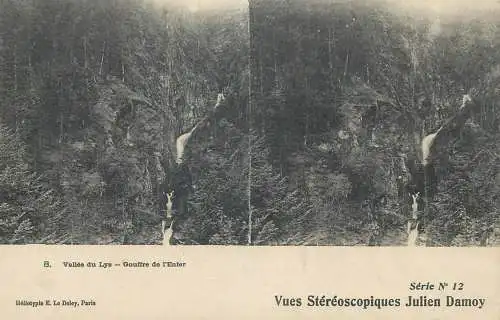 France cpa stereoscopique Vallee du Lys Gouffre de l'Enfer