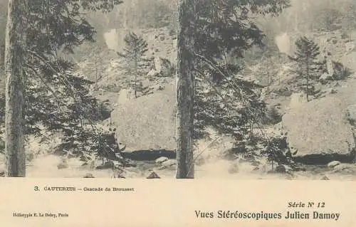 France cpa stereoscopique Cauterets cascade de Brousset