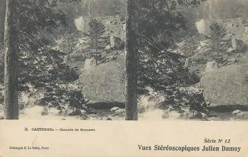 France cpa stereoscopique Cauterets cascade de Brousset