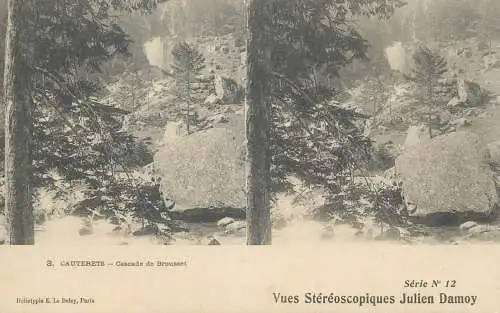 France cpa stereoscopique Cauterets cascade de Brousset