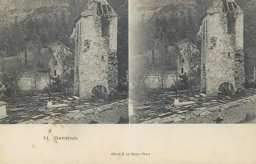 France cpa stereoscopique Gavarnie ruins