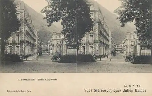 France cpa stereoscopique Cauterets hotel d'Angleterre