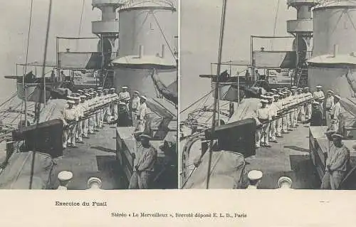 Marine française cpa vue stereoscopique exercise du Fusil