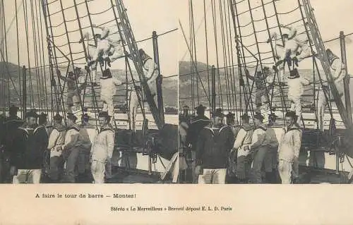Marine française cpa vue stereoscopique a faire le tour de barre Montez