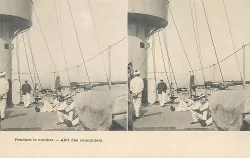 Marine française cpa vue stereoscopique pendant le combat