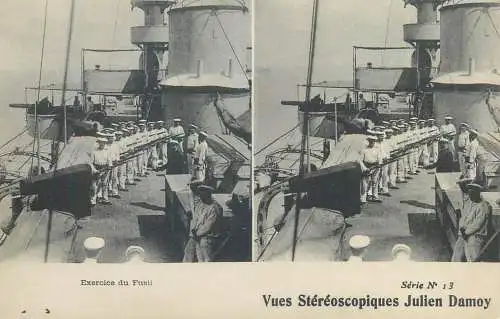 Marine française cpa vue stereoscopique exercice du Fusil