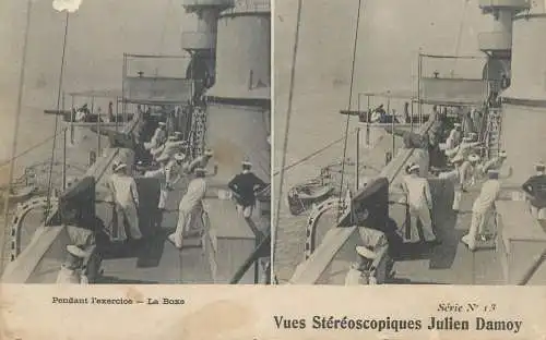 Marine française cpa vue stereoscopique pendant l'exercise la boxe