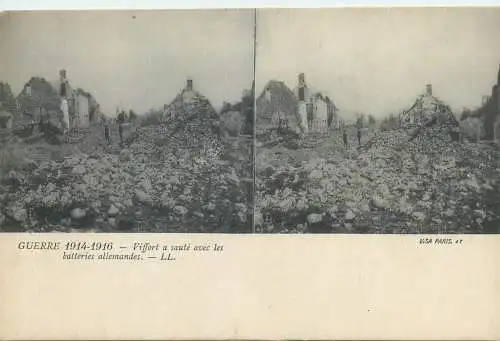 Guerre 1914-1916 cpa vue stereoscopique ww1 Viffort a saute avec les batteries allemandes