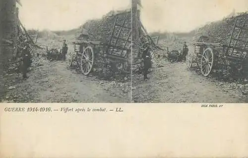 Guerre 1914-1916 cpa vue stereoscopique ww1 Viffort apres le combat