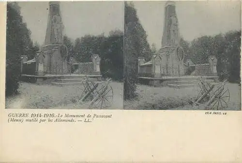 Guerre 1914-1916 cpa vue stereoscopique ww1 Loupy le monument de Passavant Meuse