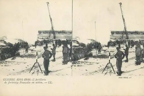Guerre 1914-1916 cpa vue stereoscopique ww1 French artillery pieces
