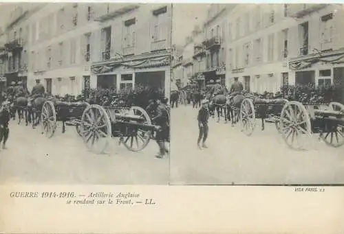 Guerre 1914-1916 cpa vue stereoscopique ww1 english artillery