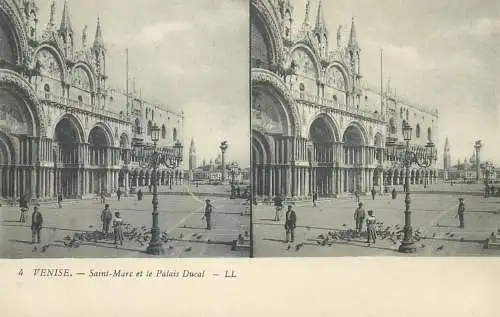 Stereographic image postcard Italy Venezia (Venice) San Marco Ducal Palace