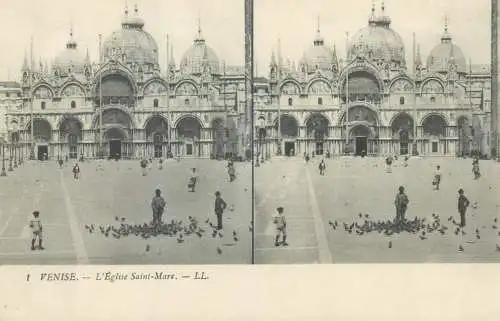 Stereographic image postcard Italy Venezia (Venice) Saint Marc and Ducal Palace
